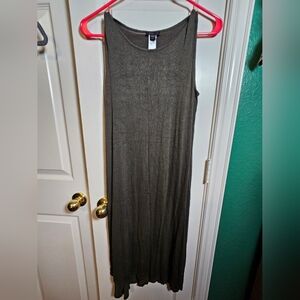 J Jill Tank Wearever Driftwood Maxi Side Slit Sleeveless Olive Green Dress